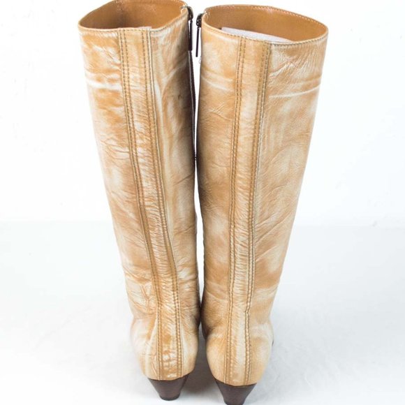 Etro Designer Tan Pineville Distressed Tall Boots - Picture 10 of 16